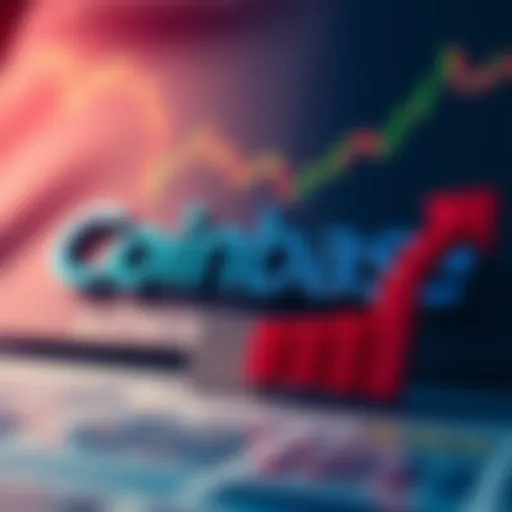 Coinbase financial report Coinbase's logo with a downward trend arrow representing financial loss