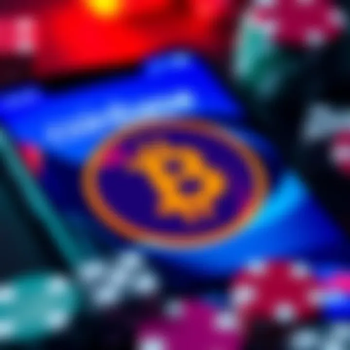 A close-up of the Coinbase app interface showing gambling-related features like dice and poker chips.