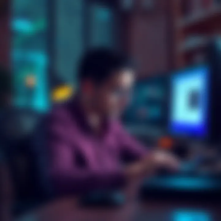 A frustrated person sitting at a computer with a Coinbase account open, looking concerned about their restricted USDC funds.