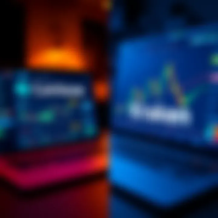 Comparison of Coinbase and Kraken A side-by-side comparison of the Coinbase and Kraken cryptocurrency platforms, showing charts and user interface elements.