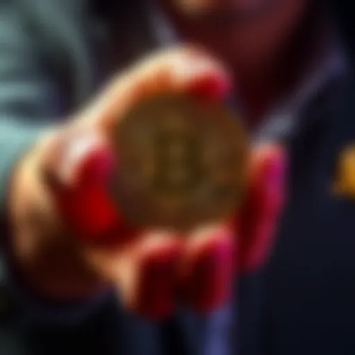Person holding a Bitcoin with a shield symbol, showing security and insurance for cryptocurrency custody.