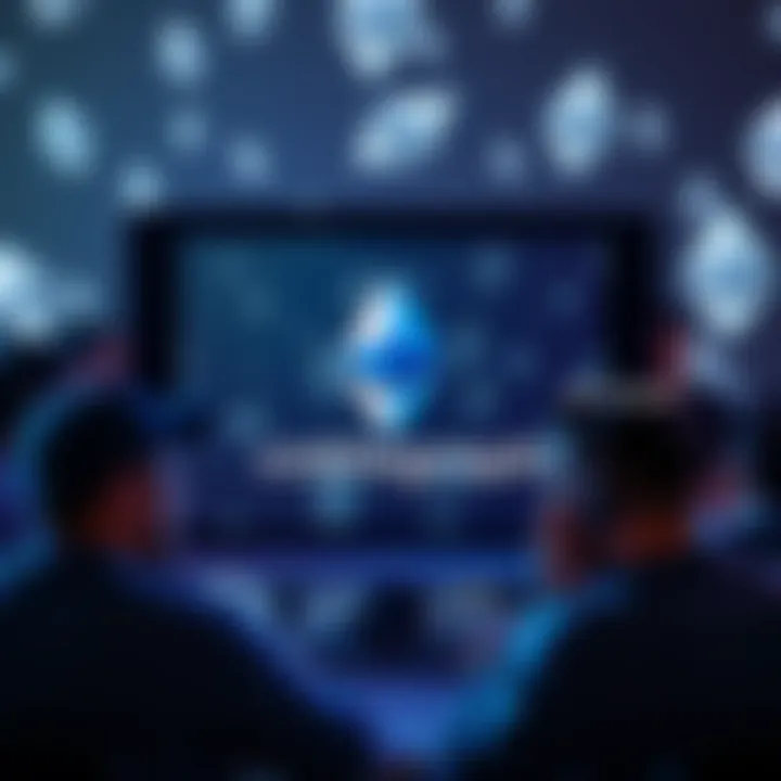 A computer screen displaying Cointelegraph's logo with a background of Ethereum symbols and a distressed crypto community reacting.