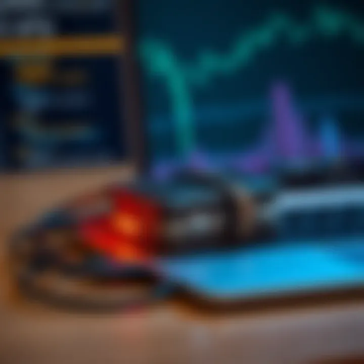 A cold wallet connected to a laptop, illustrating potential security risks for cryptocurrency users.