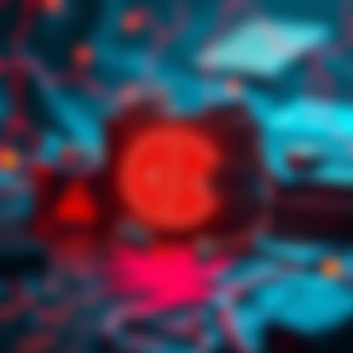 Graphic representation of hidden risks involved with cold wallets for Bitcoin, featuring elements like cryptographic symbols, a cold wallet device, and warning icons.