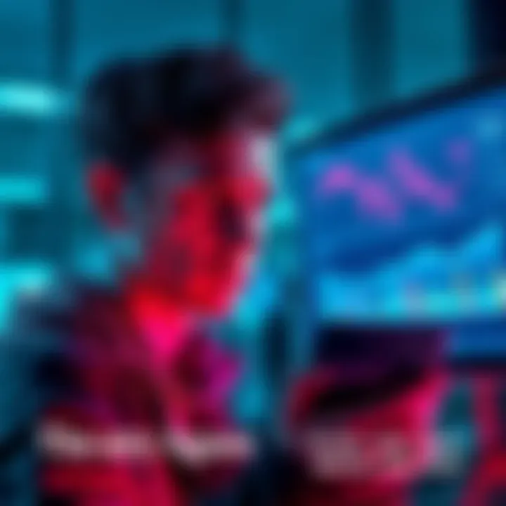 A worried person looking at their Coldcard device, worried about potential fund drains, with charts showing sudden drops in funds on a screen behind them.