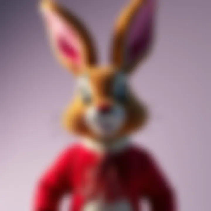 A colorful Buck the Bunny collectible against a bright background, appealing for community support in finding more.