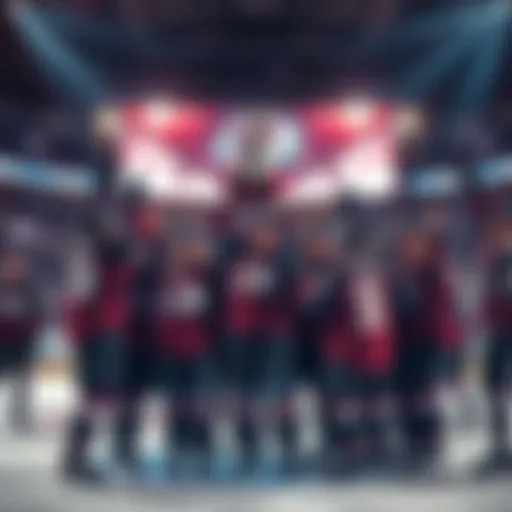 Players from the Colorado Avalanche celebrate after a game, envisioning a future Stanley Cup win.