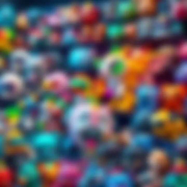 A vibrant display of various digital collectibles showcasing unique artwork and designs, representing the NFT market resurgence in 2026.