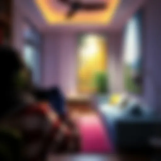 A player adjusting dye colors on virtual walls in a home design game on PC