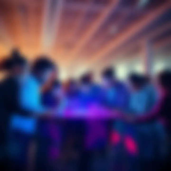 Community Building for Loopring Group of people collaborating on a digital project for Loopring, showcasing teamwork and technology