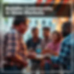 A group of people collaborating and discussing ideas for community building during a slow market period