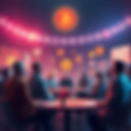 A visual representation of the debate between Proof of Work and Proof of Stake systems with community members discussing cryptocurrency options.