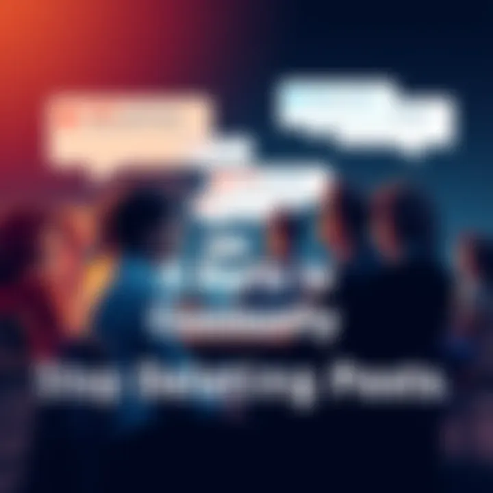 A group of people engaged in an online discussion, with speech bubbles showing various comments and replies, representing active participation in forums.