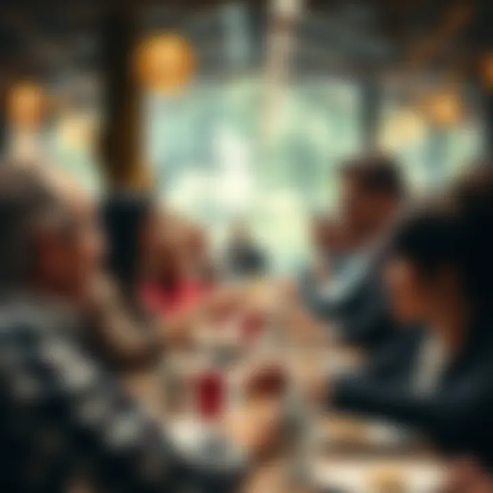 People engaging in conversation during a community discussion, enjoying treats and exchanging ideas.