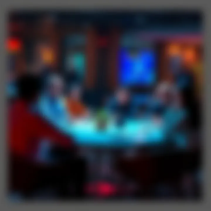 A group of people engaged in conversation about token holdings at a round table, sharing experiences and ideas.