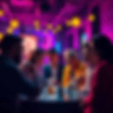 A diverse group of people engaging in discussions about memecoins, highlighting community and collaboration in the cryptocurrency market.