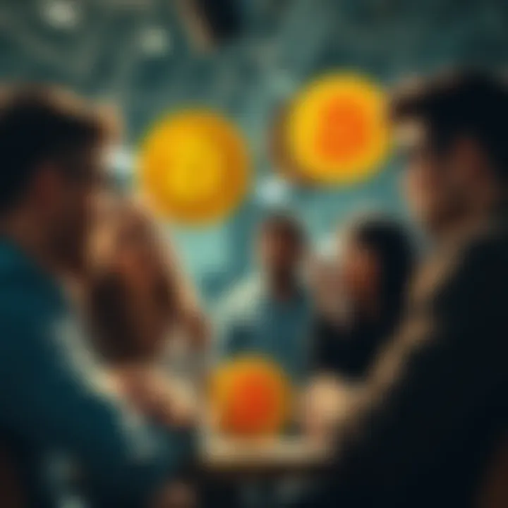Group of people expressing concerns about Bitcoin's price surge in a casual setting