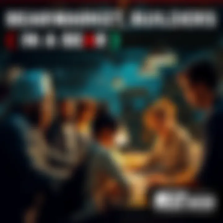 Resilient Community Builders in a Bear Market Diverse group of individuals working together in a dimly lit workspace, showcasing determination and collaboration during tough economic times