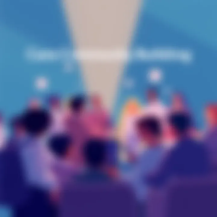 A vibrant illustration representing the AdaMoments social media platform, showcasing diverse users engaging with one another on the Cardano blockchain.