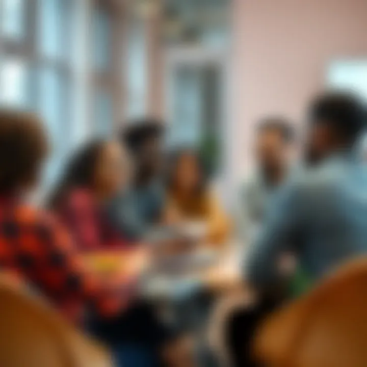 A group of diverse community members sharing their experiences and discussing wallet holdings in a positive setting