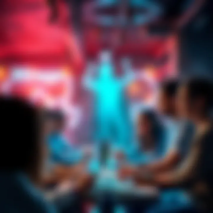 A diverse group of people actively discussing and interacting in a vibrant online forum about Mirage.