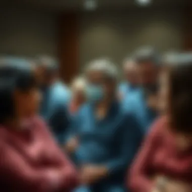 A group of community members discussing their disappointment over unmet promises in a public meeting, showcasing their emotions and concerns about future updates.