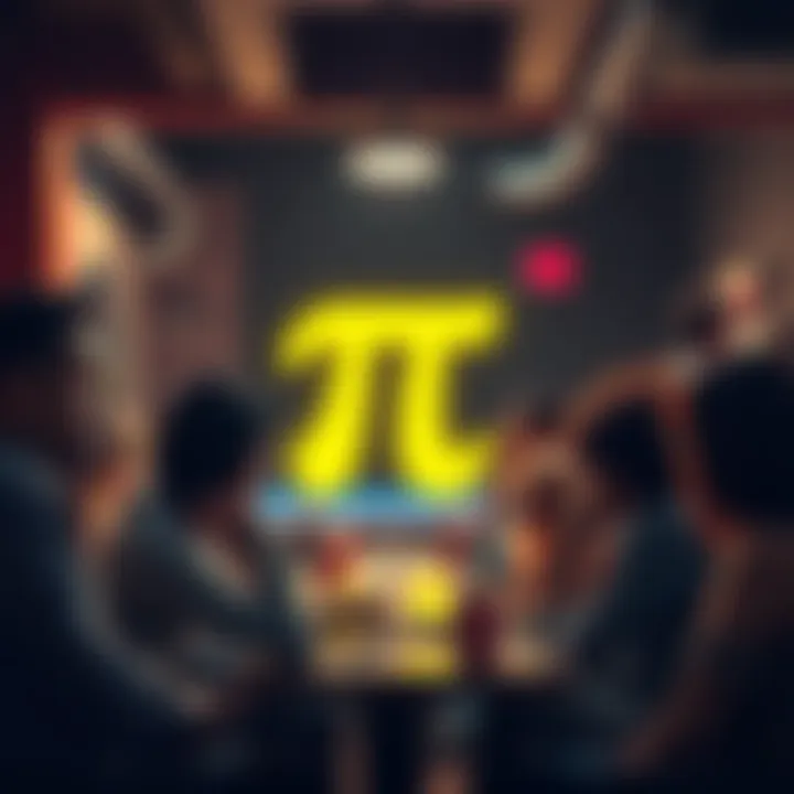 A group of people discussing the value of Pi in a casual setting, sharing ideas and experiences.