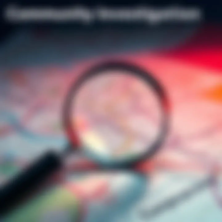 A magnifying glass over a map symbolizing the search for truth in local events