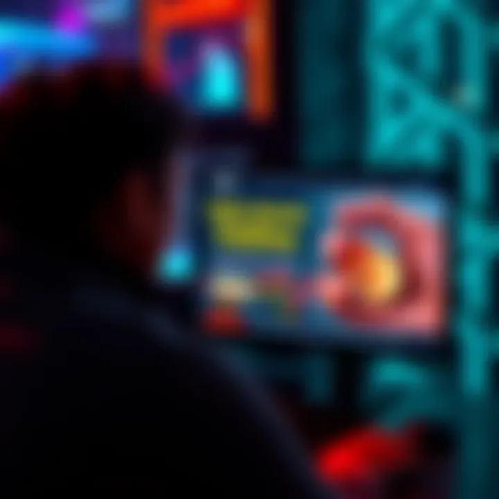 A person looking at a computer screen showing an advertisement for daily interest payments, resembling Nexo's model.