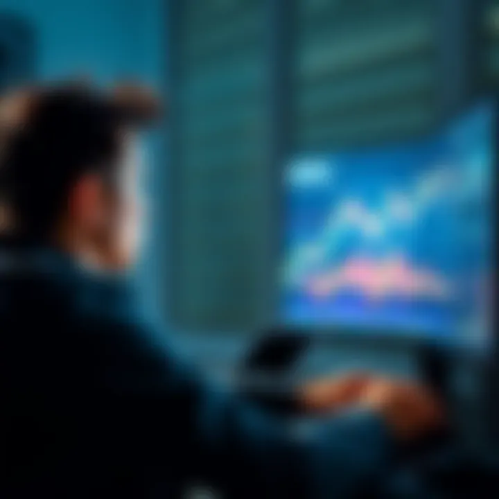 A person appears worried while checking a cryptocurrency price chart on a computer, symbolizing anxiety about crypto storage and transactions.