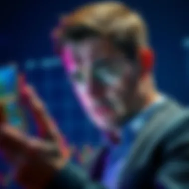 An investor with a worried expression examining a graph showing a decline in value of BankSocial coin
