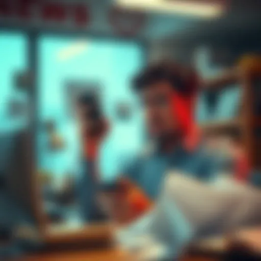 A person holding a smartphone, looking worried while standing at a desk surrounded by paperwork, indicating a distribution issue.