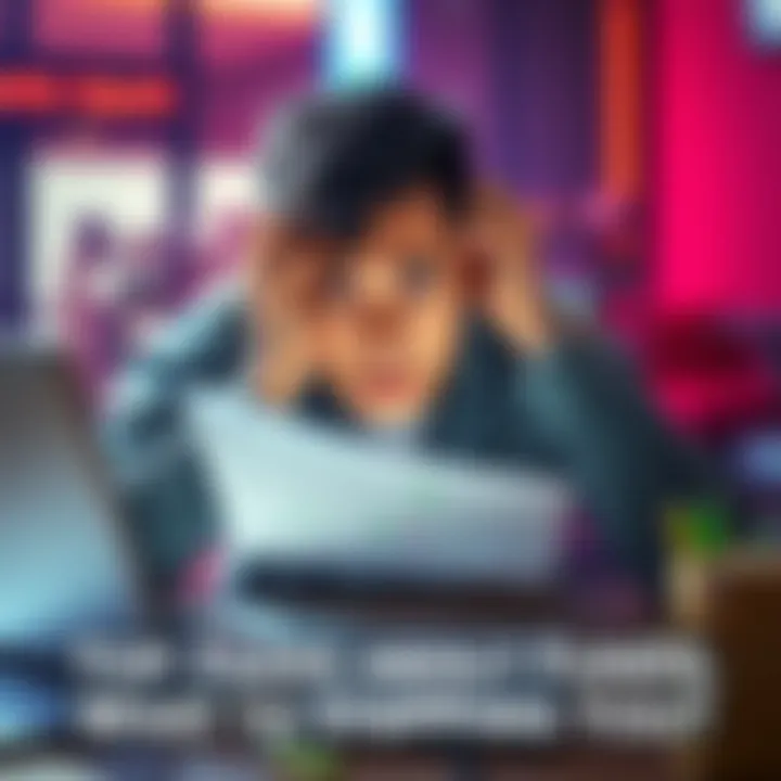 Concerns About Fund Deposits A worried person looking at their laptop with financial documents, symbolizing fears about fund deposits