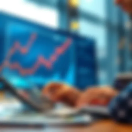 A person calculating finances while looking at a chart showing steady growth, symbolizing Dollar Cost Averaging and financial discipline.