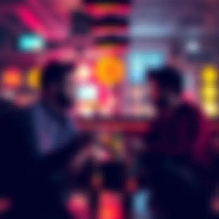 Group of friends discussing cryptocurrency over drinks at a bar