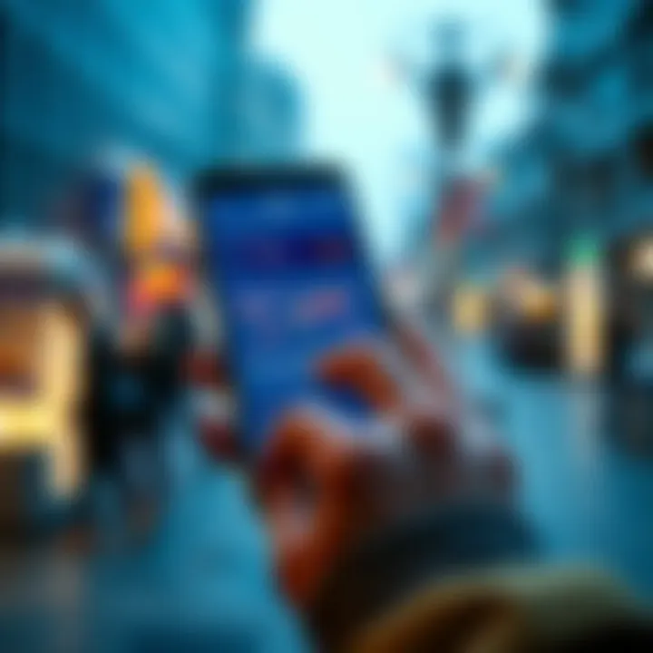 A person using a mobile app to convert EURx to EURC, showing currency exchange rates on the screen