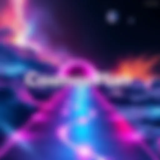 A graphic showing a pathway from chaos to stability, symbolizing growth in the Cosmos Hub ecosystem.
