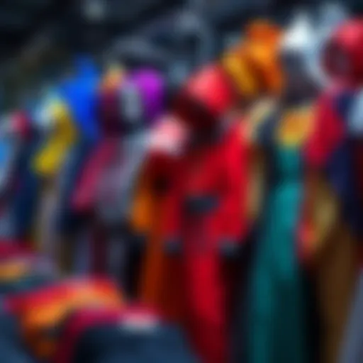 Costumes for Sale on eBay Various colorful costumes displayed for sale, showcasing the opportunity to make money by selling unused outfits online.