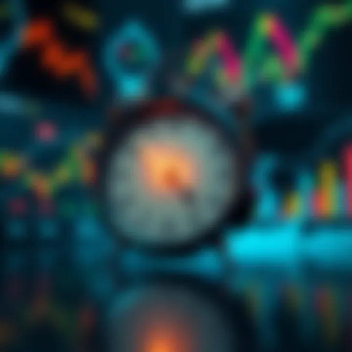 A dramatic clock ticking down against a backdrop of financial charts and graphs, symbolizing the anticipation around the APY reveal.