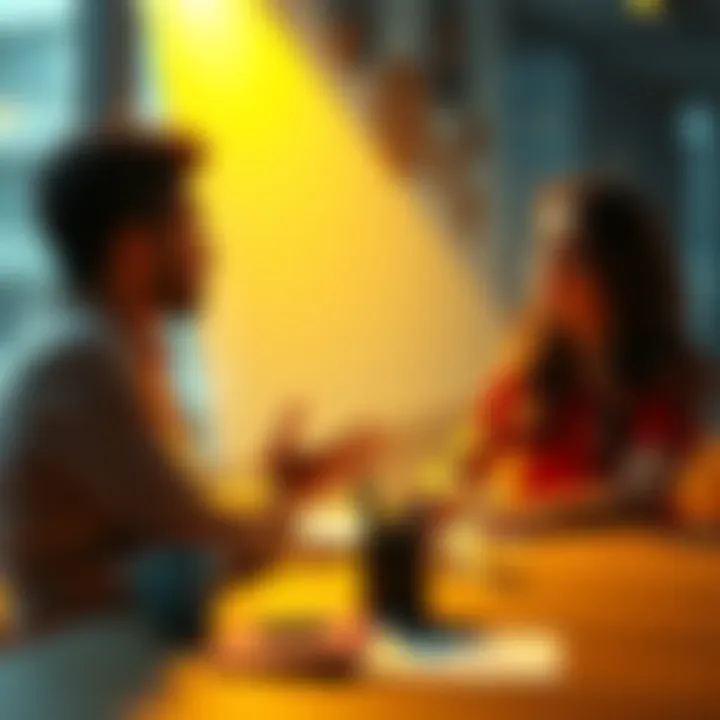 A couple sitting at a table, having a serious conversation about financial planning and future goals.