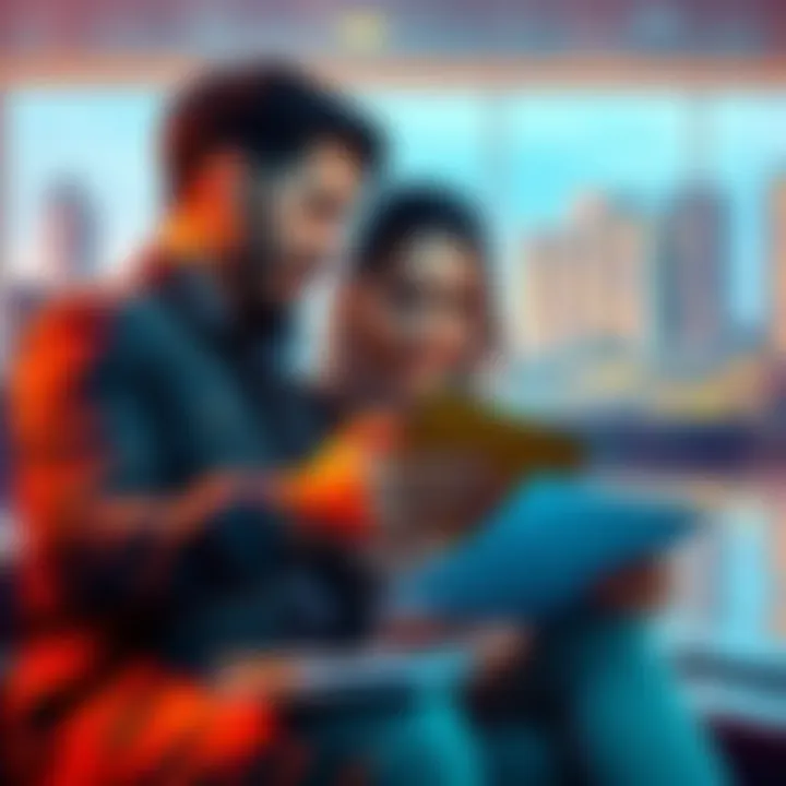 A couple discussing financial documents, symbolizing the transfer of a NEXO wallet ownership