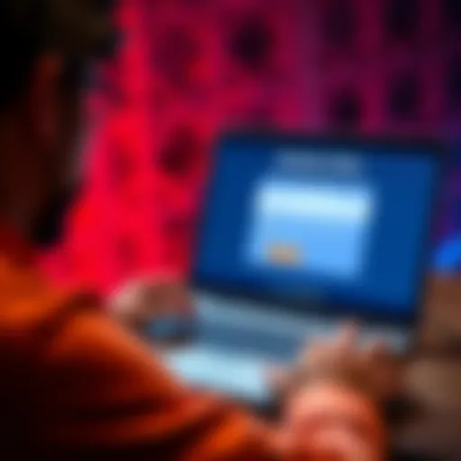 A person using a laptop to create a MetaMask wallet without an email address, showing a secure setup process on the screen.