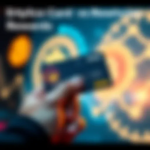 A person holding a credit card with Bitcoin and altcoin symbols in the background, representing the choice between them for rewards.
