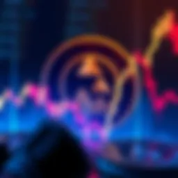 CRO coin logo with a rising graph in the background, symbolizing its strong performance amid a falling crypto market