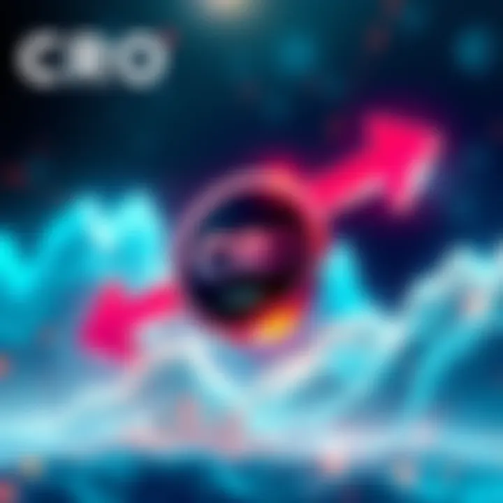 Illustration showing the transformation of the CRO token with arrows indicating shift from inflation to revenue, new staking tiers, and sustainability focus.