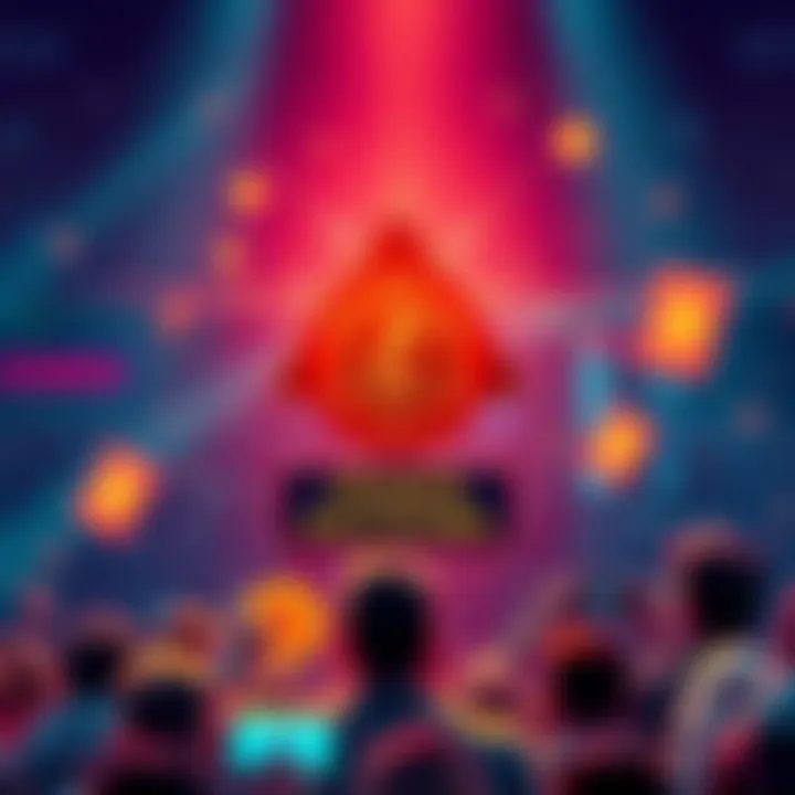 A visual representation of the Cronos blockchain logo with a warning sign, symbolizing the shutdown news, surrounded by concerned fans and crypto symbols.