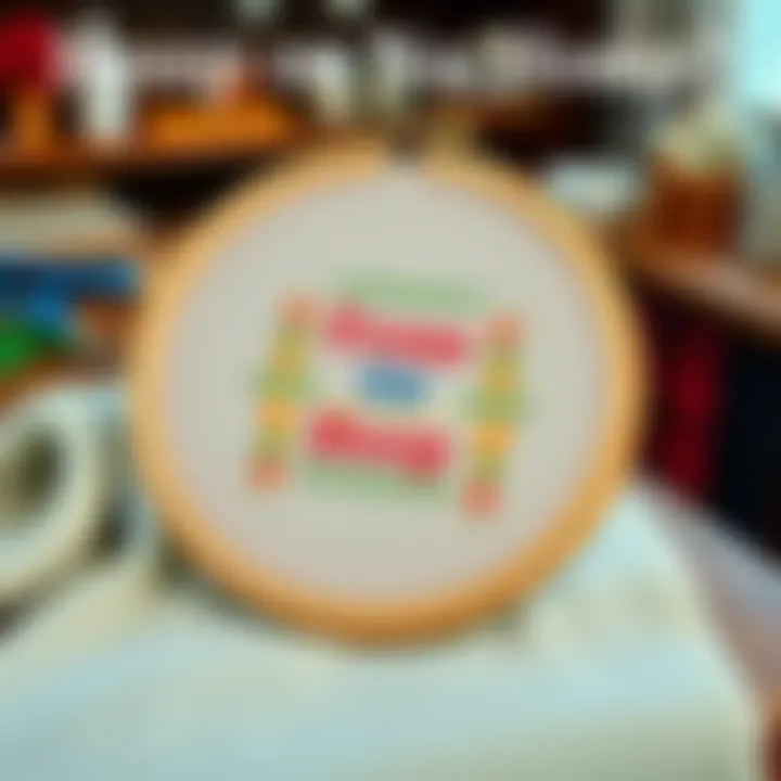 A table with cross stitch supplies showing a hoop and fabric, highlighting the debate between using a hoop or stitching without one.