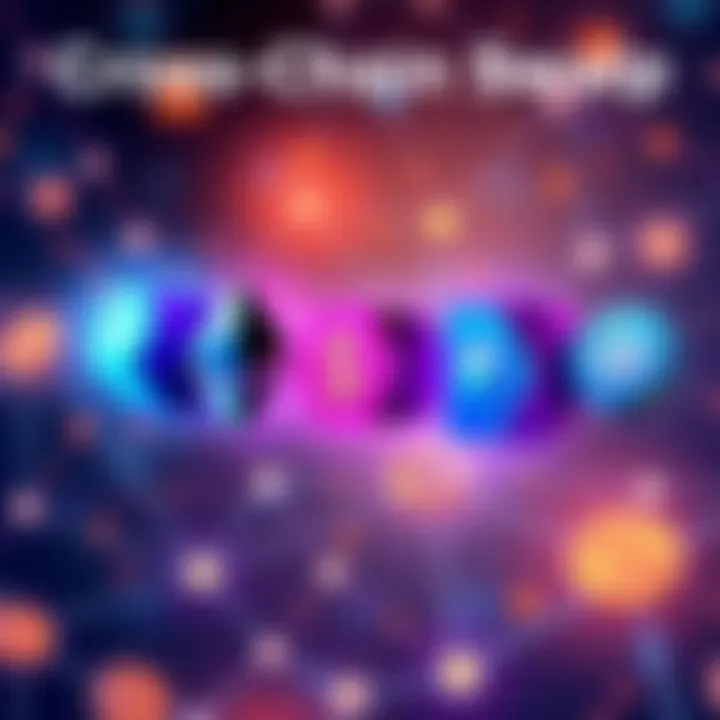 Visual representation of decentralized exchanges facilitating cross-chain swaps between Ethereum and Solana with connected blockchain icons