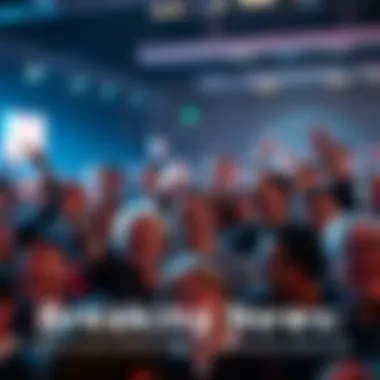 A crowd of people expressing surprise and excitement during a significant event, showing a mix of reactions and emotions.