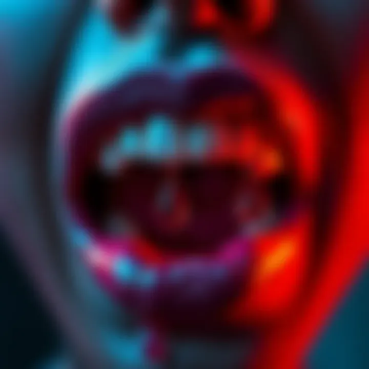 A stylized mouth with tears flowing from it, symbolizing deep emotions and cultural significance.